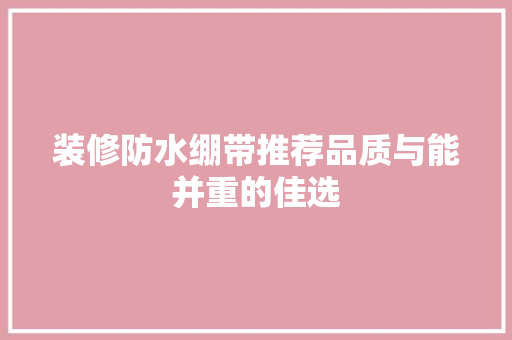 装修防水绷带推荐品质与能并重的佳选