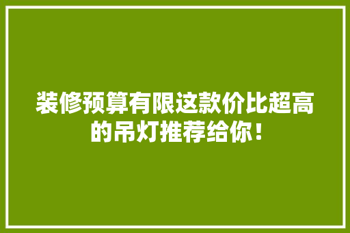 装修预算有限这款价比超高的吊灯推荐给你！