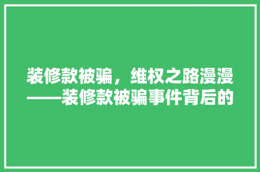 装修款被骗，维权之路漫漫——装修款被骗事件背后的真相