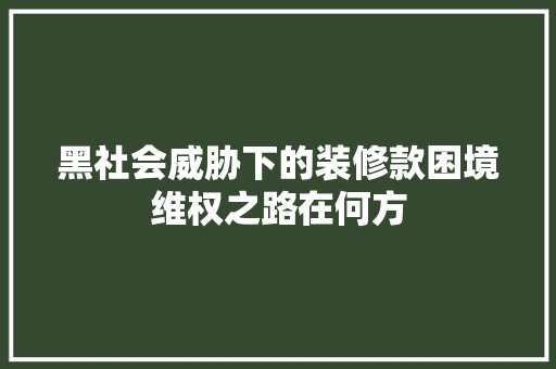 黑社会威胁下的装修款困境维权之路在何方