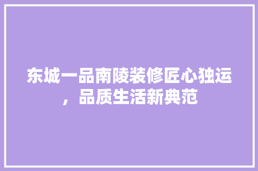 东城一品南陵装修匠心独运，品质生活新典范
