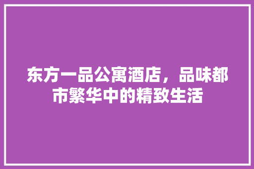 东方一品公寓酒店，品味都市繁华中的精致生活