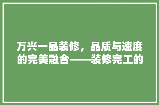 万兴一品装修，品质与速度的完美融合——装修完工的秘密