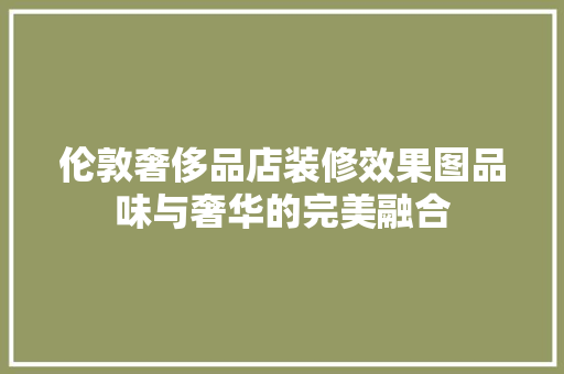 伦敦奢侈品店装修效果图品味与奢华的完美融合