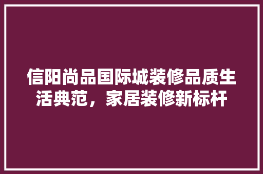 信阳尚品国际城装修品质生活典范，家居装修新标杆