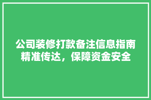 公司装修打款备注信息指南精准传达，保障资金安全