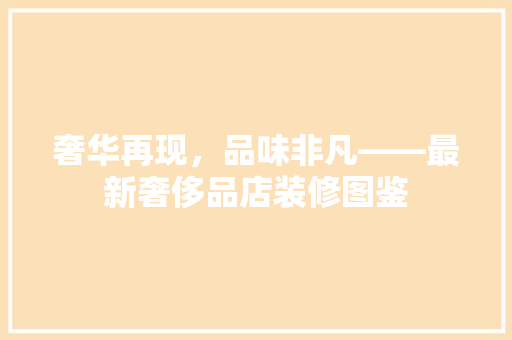 奢华再现，品味非凡——最新奢侈品店装修图鉴