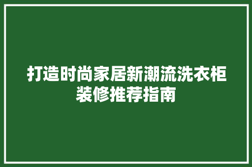打造时尚家居新潮流洗衣柜装修推荐指南