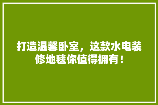 打造温馨卧室，这款水电装修地毯你值得拥有！