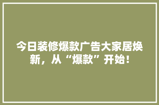 今日装修爆款广告大家居焕新，从“爆款”开始！
