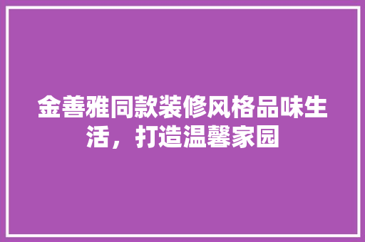 金善雅同款装修风格品味生活，打造温馨家园