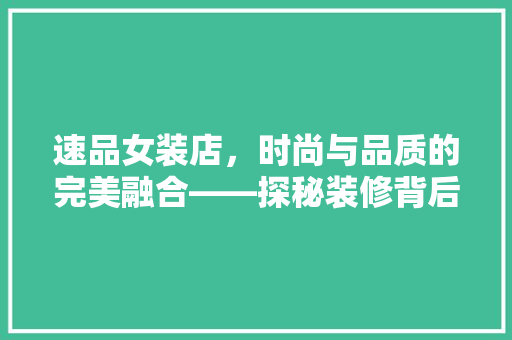 速品女装店，时尚与品质的完美融合——探秘装修背后的故事