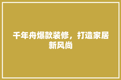 千年舟爆款装修，打造家居新风尚