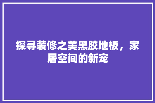 探寻装修之美黑胶地板，家居空间的新宠