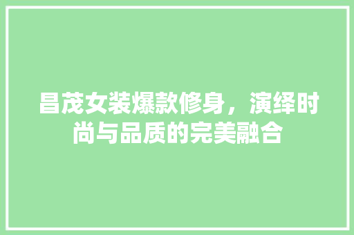 昌茂女装爆款修身，演绎时尚与品质的完美融合