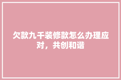 欠款九千装修款怎么办理应对，共创和谐