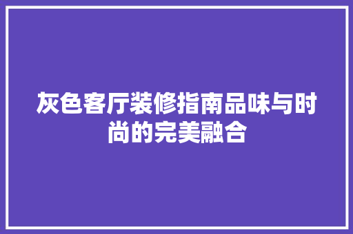 灰色客厅装修指南品味与时尚的完美融合