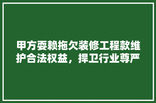 甲方耍赖拖欠装修工程款维护合法权益，捍卫行业尊严