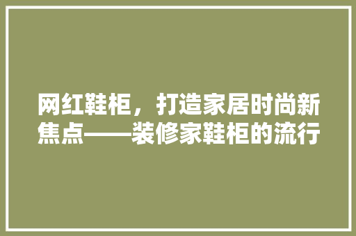 网红鞋柜，打造家居时尚新焦点——装修家鞋柜的流行趋势