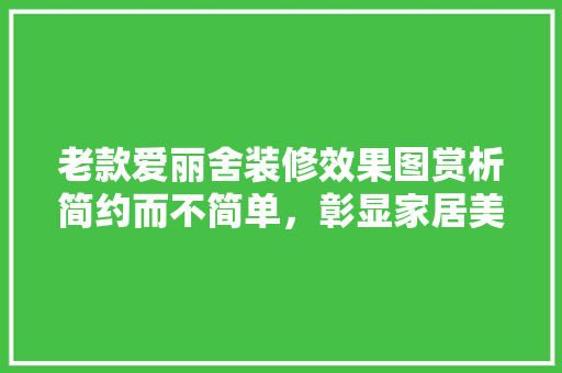 老款爱丽舍装修效果图赏析简约而不简单，彰显家居美学