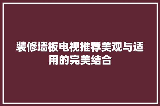 装修墙板电视推荐美观与适用的完美结合