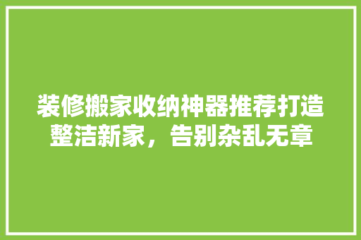 装修搬家收纳神器推荐打造整洁新家，告别杂乱无章