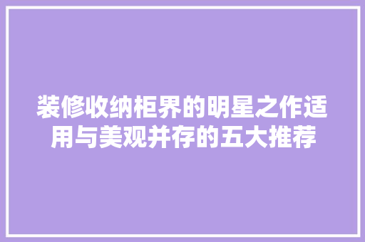 装修收纳柜界的明星之作适用与美观并存的五大推荐