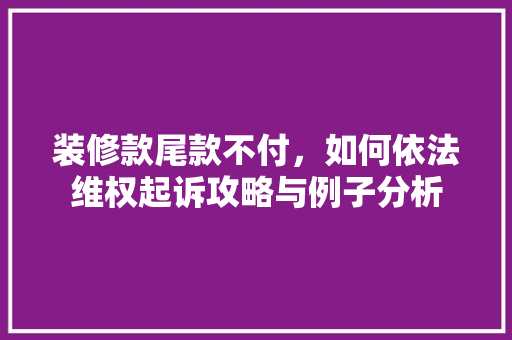 装修款尾款不付，如何依法维权起诉攻略与例子分析